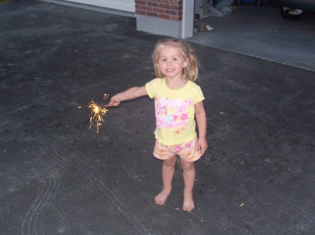 My daughter, Lyndee, holding her first sparkler as well!