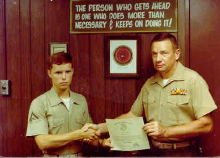 300 PFT Award 1979 with Col. Moriorty