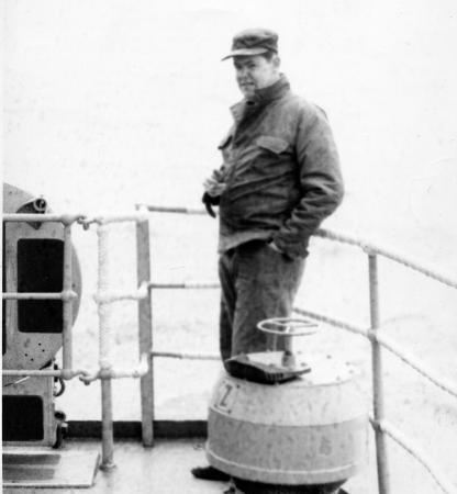 Quentin Risher (on deck ) in Antarctica 1958