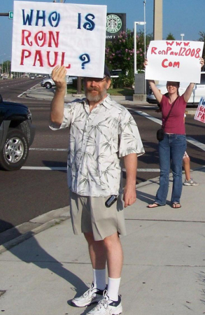 At an early Ron Paul sign waving