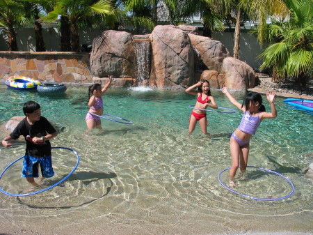 Cassie & Cousins having fun in the pool, 2004