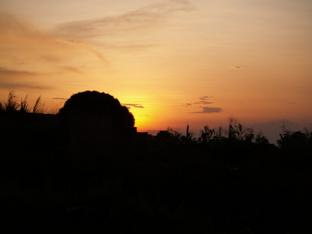 Sunset view from a village hut  in Musindi, Africa