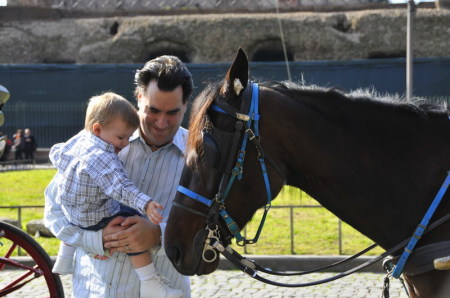 Easton and his new friend in Rome