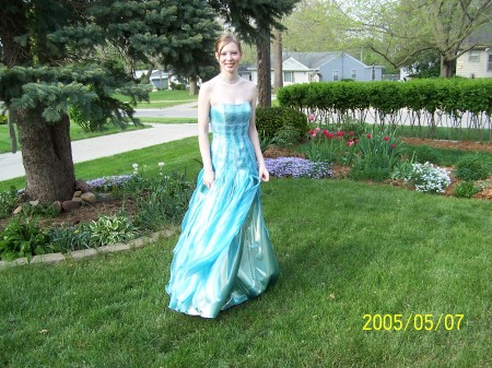 Mandy dressed up for Dowling Catholic High School Prom