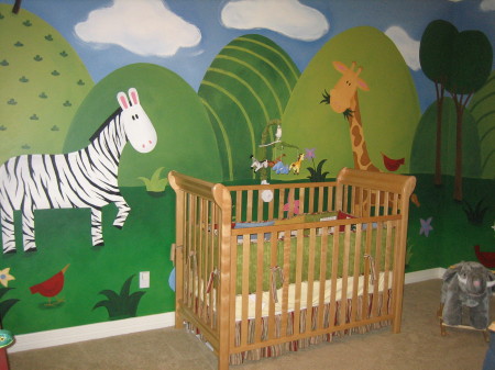 1 wall of mural I did in nursery