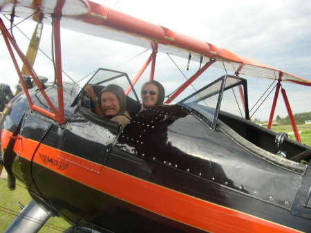 Riding in a 1939 bi-plane. Wetaskewin, Alberta