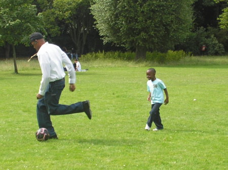 playing Soccer with my son Rikky