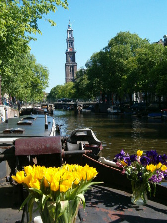 View from the deck of our Amsterdam Houseboat