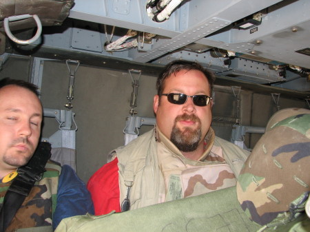 Riding in a helicopter in Iraq