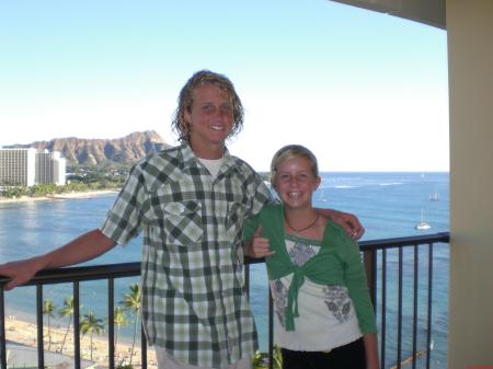 My son Costner and daughter Sierra in Hawaii for Christmas