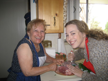 Mom and I making Lamb for Easter
