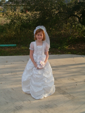 Phoebe last Halloween - WAY TOO YOUNG FOR A WEDDING DRESS!!!