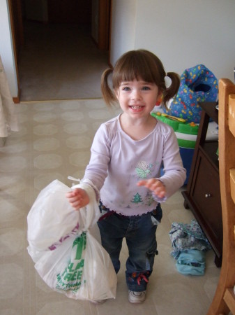 Lydia taking out the trash Aug 07