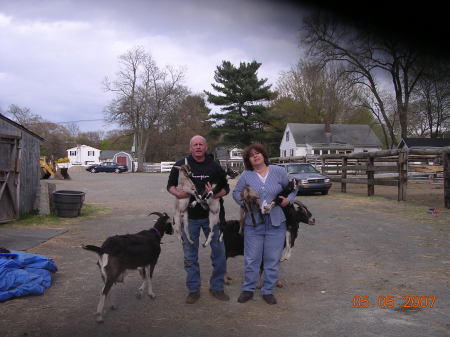 Sandra and I with the goats
