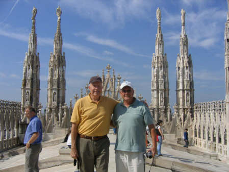 Dennis and John on the rood of the Duomo--Milan, Italy