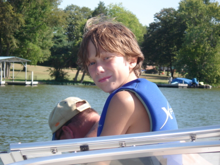 My son on our boat. August 2007