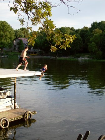 Trevor jumping with Daddy