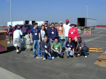 With student volunteers during an electronic waste event at Fresno State