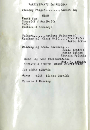 6 - hfs 1976 graduation party program menu