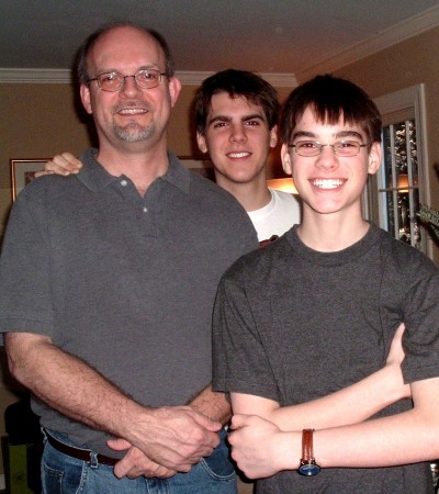 Sons David, Jonathan, and me at home (Jan. '04)