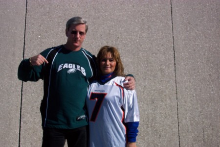 My Hubby Jeff (Eagles fan) Rose (Broncos fan)