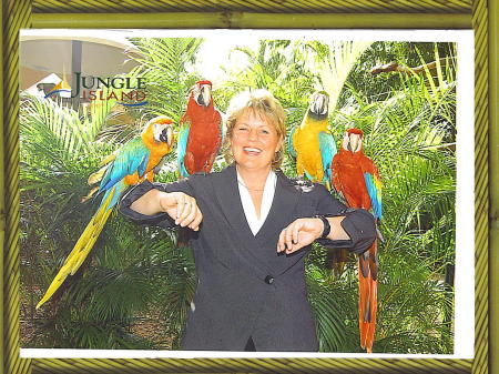 beth with parrots
