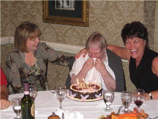 Grandma is so touched by her b'day cake!