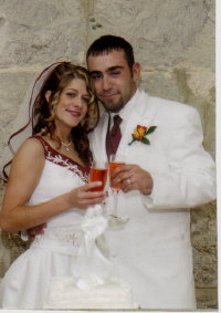 Chris and Tabitha, wedding day