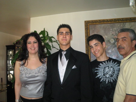 Our family,  sons James, Jordan and Husband. Prom night 5/07