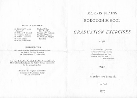 Class of 1975 Graduation Program (Part 1)