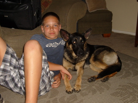 A boy and his dog. Trent and Hope.