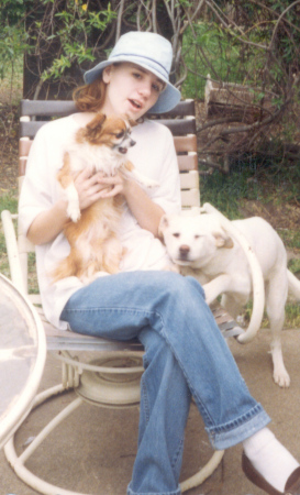 Kimberly with her puppies