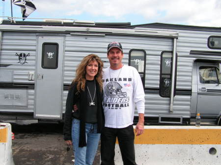 Christine and I at Raider / Pittsburgh Steeler game