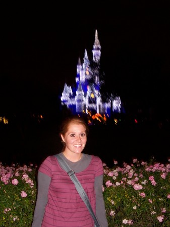 Staci in front of her castle.