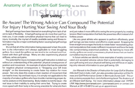 Golf News Magazine Article