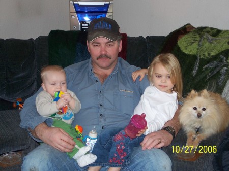Husband and both grandkids and family dog
