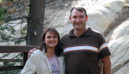 My husband, Phil, and me on vacation in Yosemite National Park in Northern California--11/2007