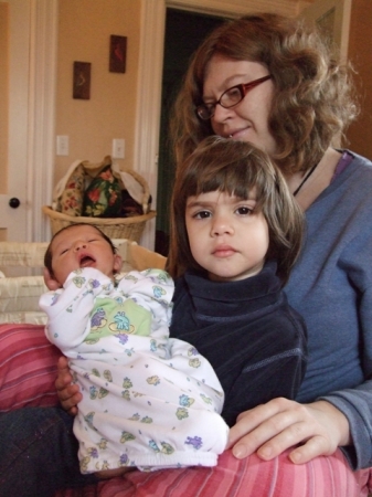 My two granddaughters with their mama