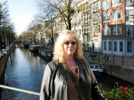 Standing on a bridge in Amsterdam, Holland.