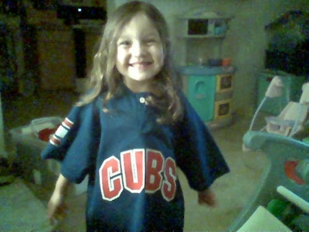 My baby Averee 3 yrs old and a true Cubbie fan