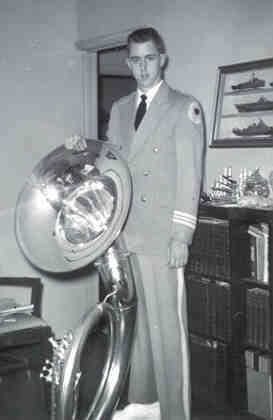 Frank & his tuba in the SOC Band (old uniforms)