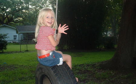 Rachel On tire swing