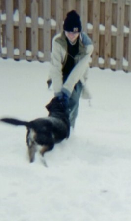 My son Chris and our dog.