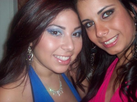 My daughter Trish (blue dress) and one of her best friends