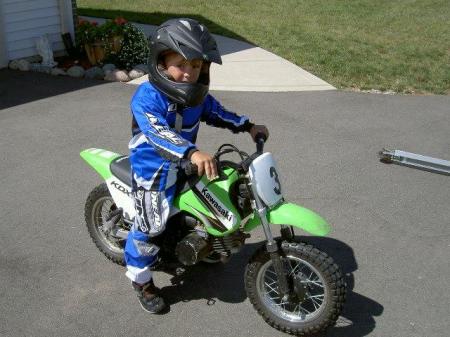 My son on his dirtbike