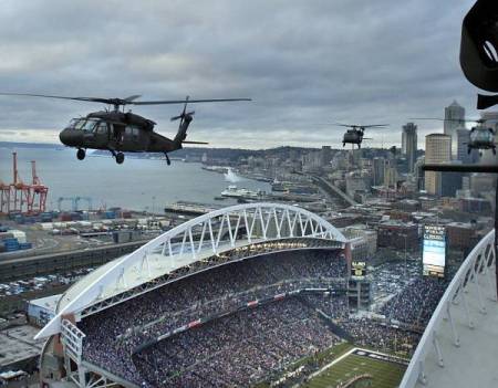 Blackhawk Flyover at Playoffs