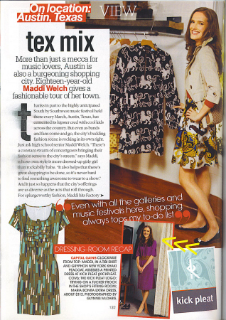 Teen Vogue featuring an article on Madeleine - Dec. 2007 issue