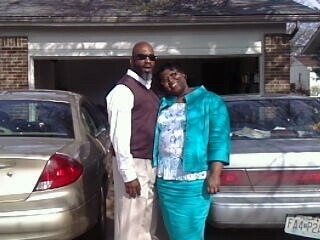 My wife and me after church