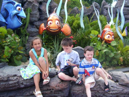 my daughter and my nephews at Disney World