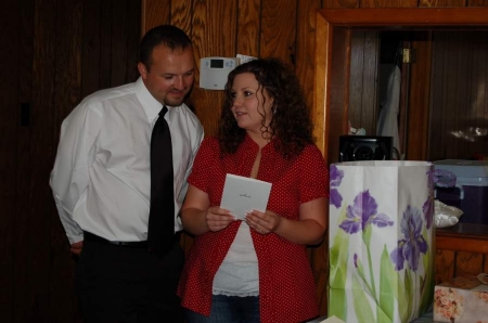 mike and amy at wedding reception